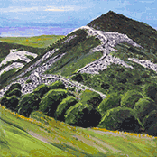 View of the sea and Casteddu Ezzu in the distance in Summer